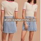 women skirt high waisted button-up and crop top set denim skirt