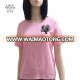 OEM factory price wholesale high quality basic women T-shirt with bead and sequin flower